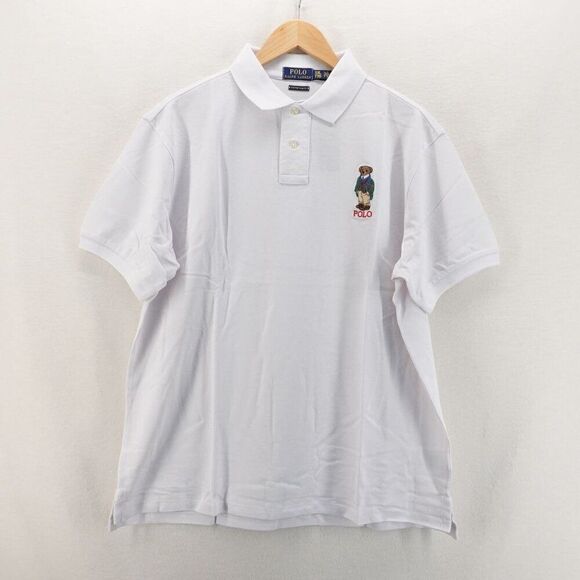 Polo Ralph Lauren Men's Slim Fit Polo Bear Polo Shirt White XXL